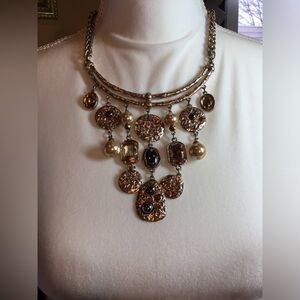 Chico’s Bib necklace and pierced earring set. Excellent condition.  Worn once